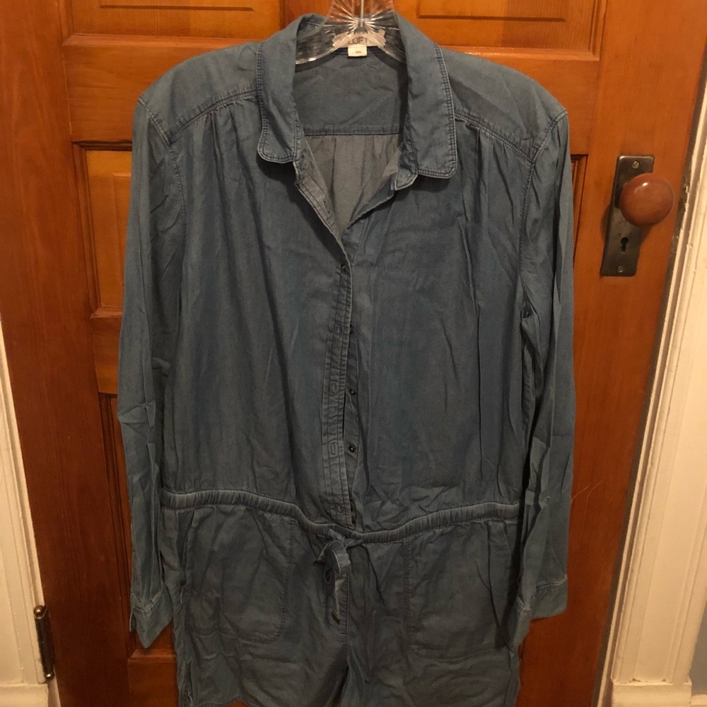 LOFT Denim Long-sleeve Romper